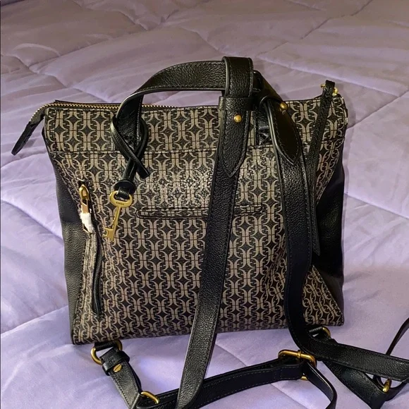 NWOT Fossil Black and Brown Women's Bag - Picture 3 of 11